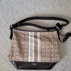 Coach Brown and Cream Shoulder Bag